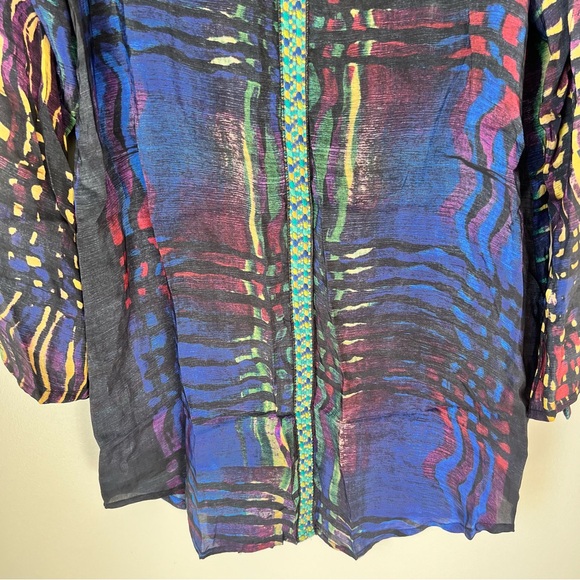Johnny Was Women’s Colorful Cupra Rayon Long Sleeve Tunic Top Size Large - Picture 3 of 7